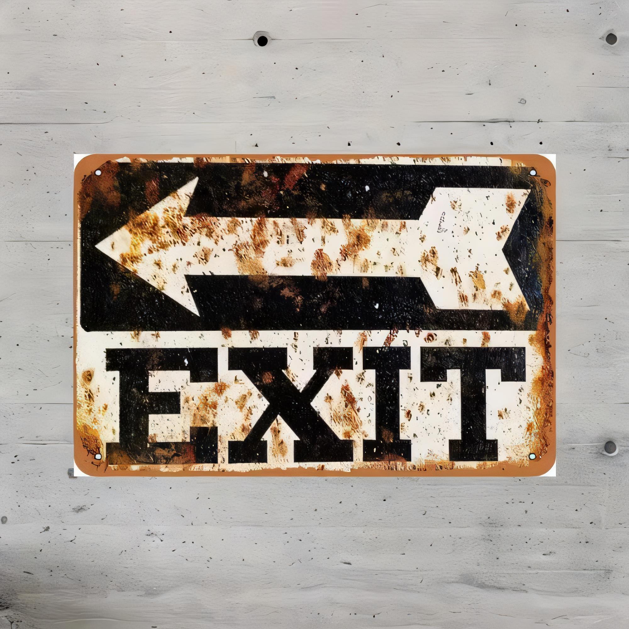 Emergency Exit Sign - Металлическая табличка «Выход» в винтажном стиле,