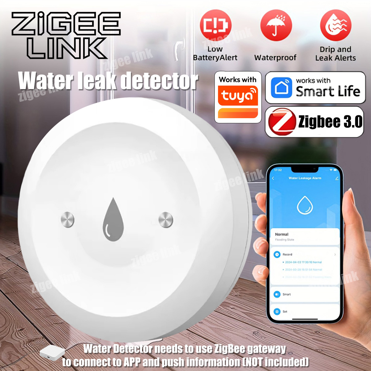 Water Alarm Sensor - Датчик воды ZigBee 3.0: Умный детектор