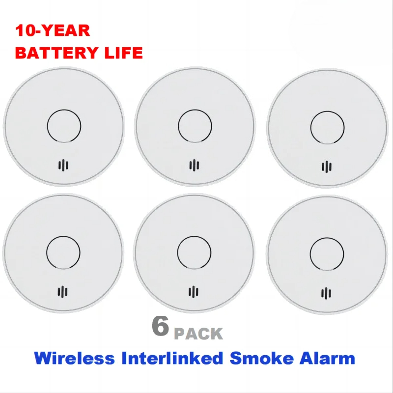 Smoke Detector Interconnected - Беспроводная взаимосвязанная дымовая сигнализация, 10-летняя батарея