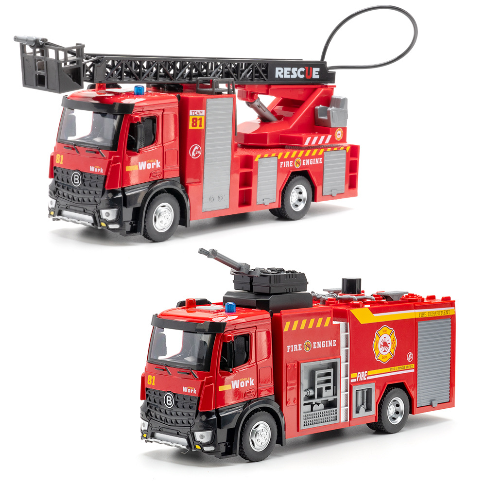 Fire Escape Ladder - Пожарная машина-автолестница 1:18, литая под давлением,