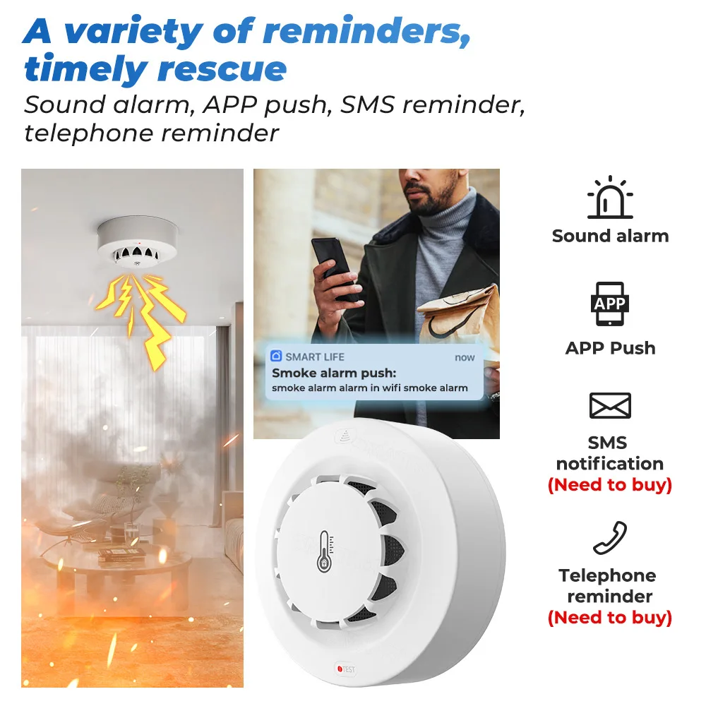 Tuya Wi-Fi BT Двое подключение – обзор и цена Smoke Detector Interconnected