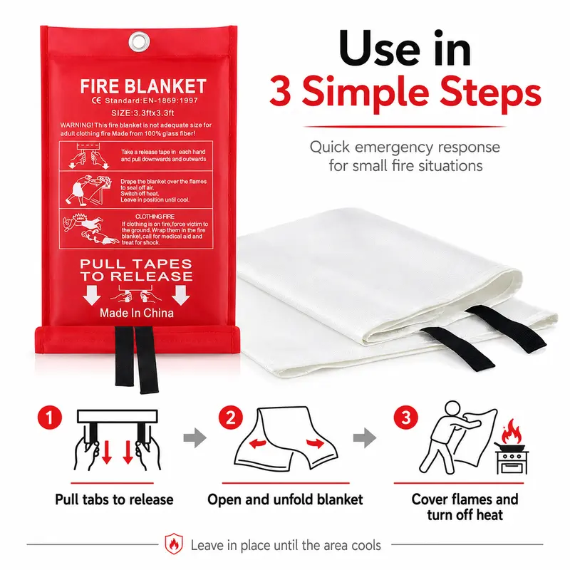 Набор из 4 огнестойких одеял и – обзор и цена Fire Blanket Kitchen